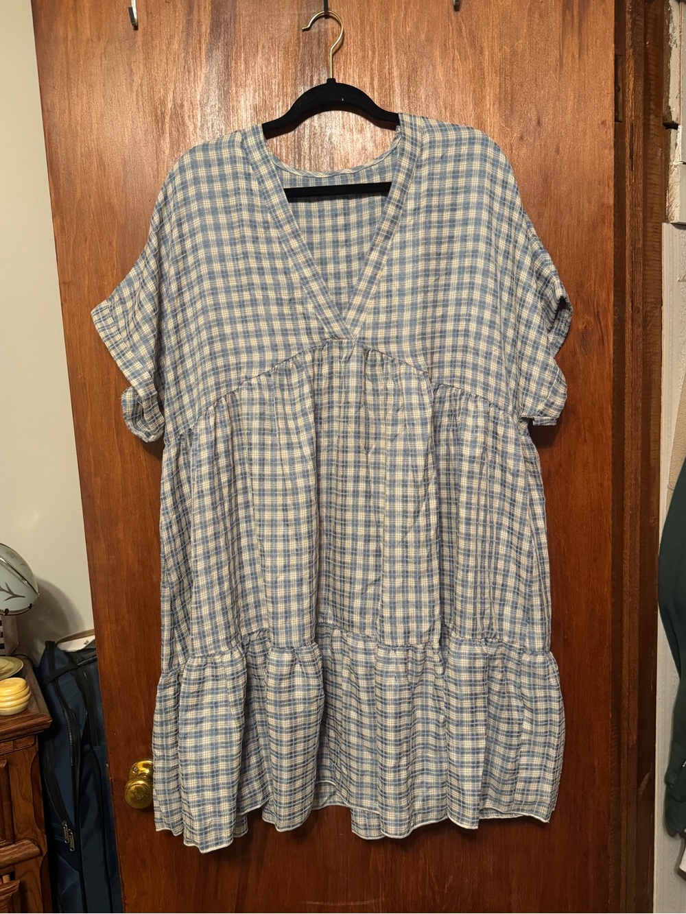 Women’s Plus Size Checkered Plaid Boho Dress 2XL
